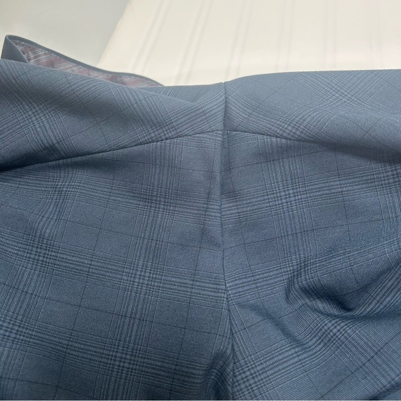 Sean John Fine Tailored Blue Plaid Cuffed Business Wear Trousers size 40Wx30L - Picture 10 of 12